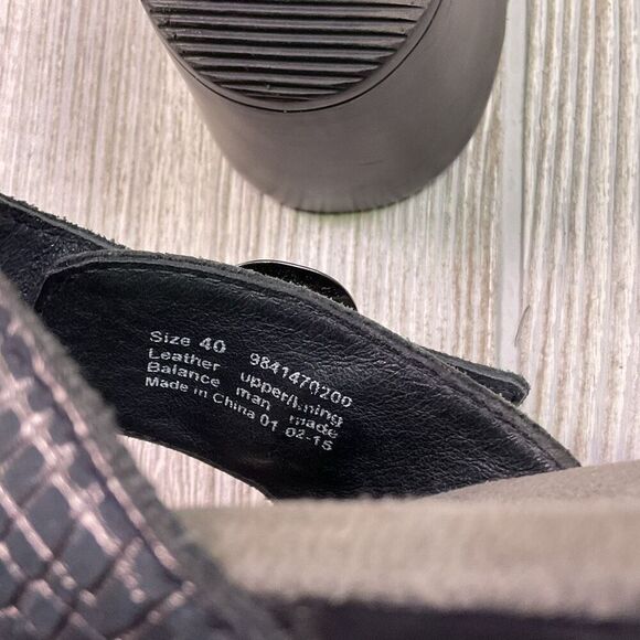 Dansko Women's EU 40 US 10 Leather Snake Print Wedge Open Toe Sandals Grey Black - Picture 11 of 12